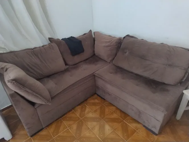 VENDO SOFÁ EM L 5 LUGARES MARROM