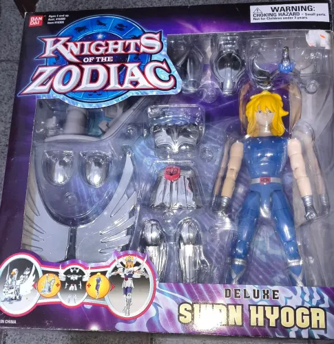 Boneco cavaleiros do zodíaco Hyoga de cisne deluxe original da Bandai