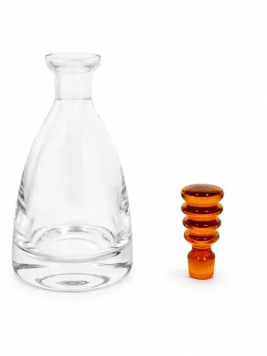 Decanter de Cristal Transparente com Tampa Âmbar.