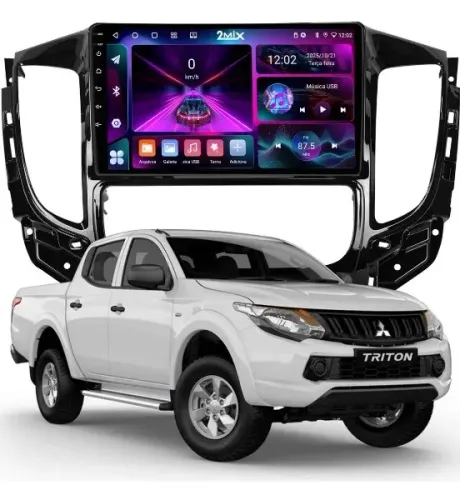 Central Multimídia Android 9 Pol. 4Gb/64Gb Carplay e A. Auto L200 2018 a 2024