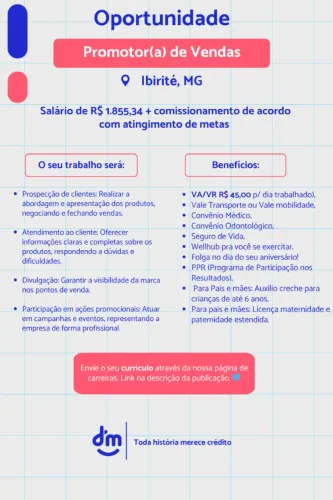 Promotor de Vendas (Ibirité, MG)