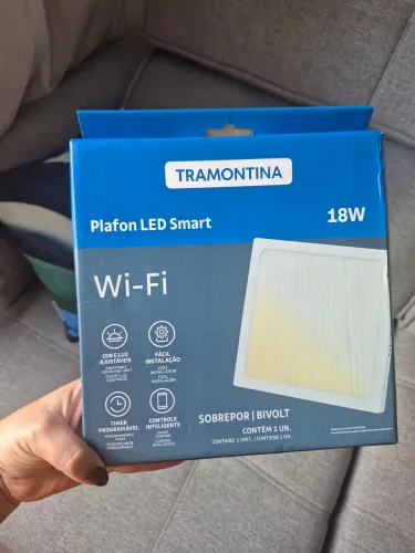 Tramontina Plafon Smart LED Quadrado de Sobrepor 18W Inteligente Wi-Fi