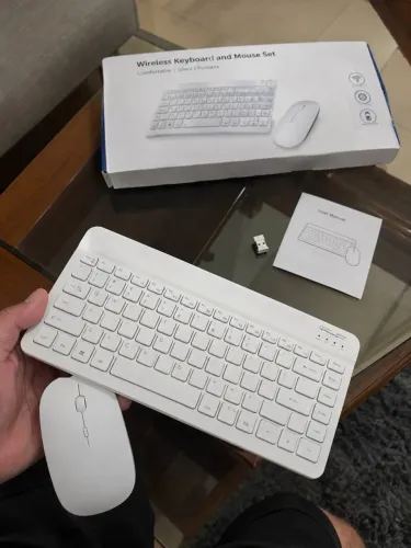 BRANCO - Conjunto de teclado + Mouse sem fio Bluetooth para notebook e tablet