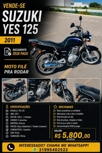 YES 125 2011  moto tá top  filé pra rodar nada pra mexer 
