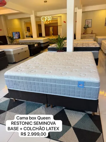 Cama box Queen Size RESTONIC SEMINOVO TOP - ENTREGO