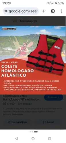 Colete salva vidas Homologado