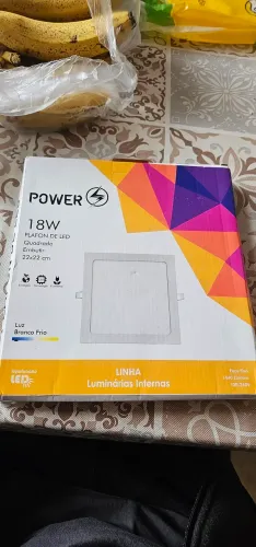 Plafon LED Quadrado 18W Embutir 22x22cm Branco Frio - Novo