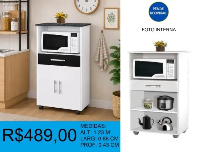 Balcão com suporte para microondas - entrega grátis