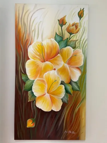 Quadro de hibisco  Óleo sobre tela 80cmX150cm