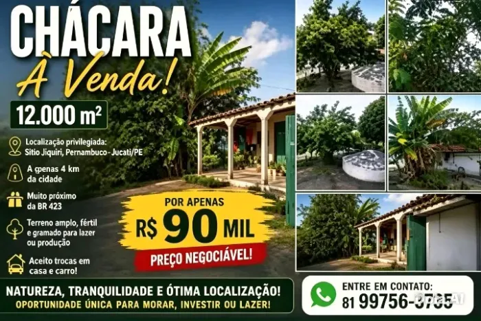 Sítio muito bom próximo de jucati 5 km