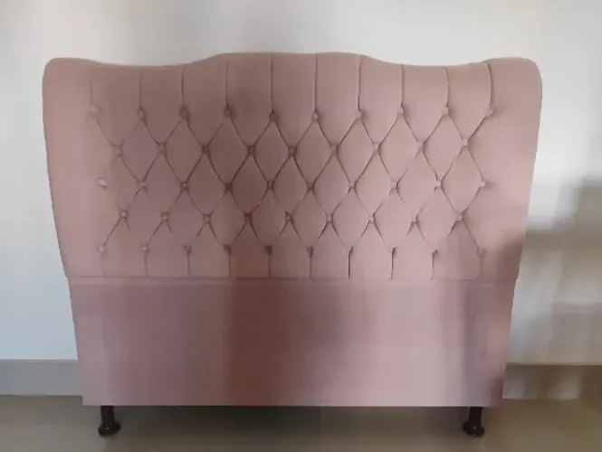 Cabeceira de cama box casal 140 cm Dunas em Veludo rosé