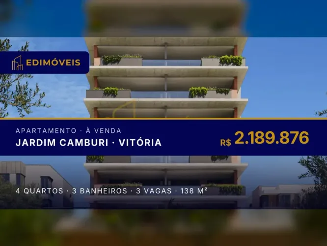 Jardim Camburi: Apartamento 4 suítes com design moderno e área gourmet