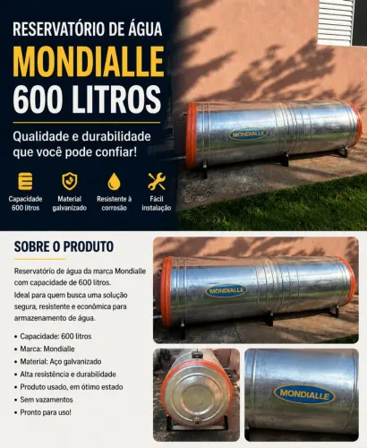 Boiler Mondialle 600 Litros em Aço Galvanizado