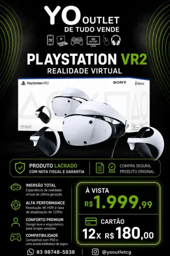 Playstation VR2 lacrado com nota fiscal e garantia