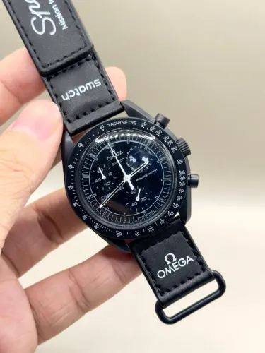 Relógio MoonSwatch Mission to the Moon Preto Cronógrafo Linha Premium