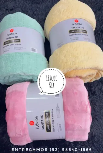 Kit 3 mantas. Entrega gratis para maioria dos bairros