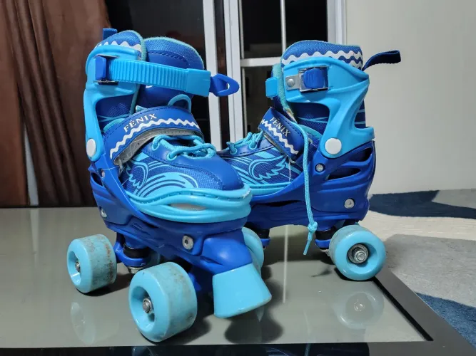 Patins Azul 33-34 Completo 4 Rodas
