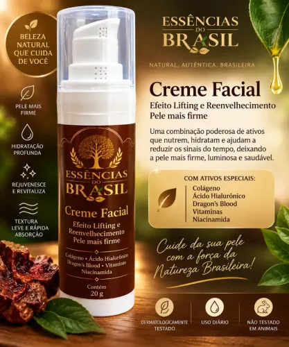 Creme Facial Premium com Colágeno + Ácido Hialurônico 20g