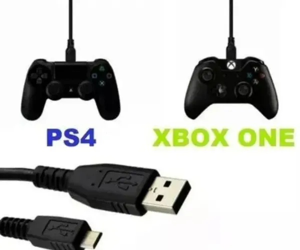 Cabo carregador micro USB V8 para controle PS4 Xbox one 2 metros