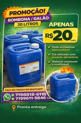 Bombona 20L para Água Potável - Pronta Entrega