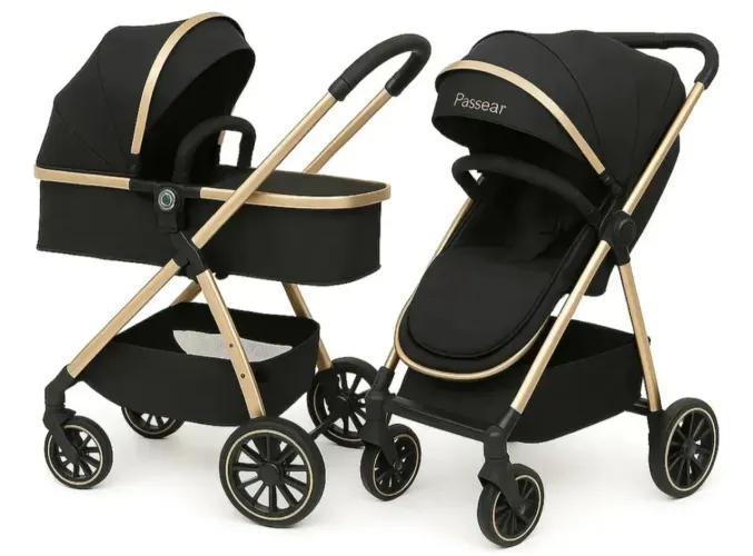 Carrinho 3 Em 1 Move - Qb747-9 Preto Golden Preto Golden