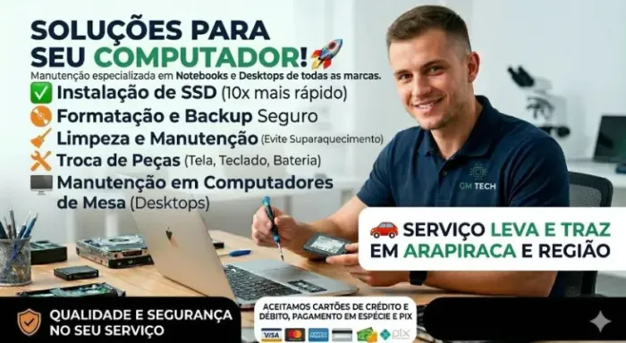 Notebook Lento ou Travando? Conserto Rápido c/ Leva e Traz em Arapiraca!