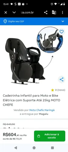 Cadeira para bike e moto