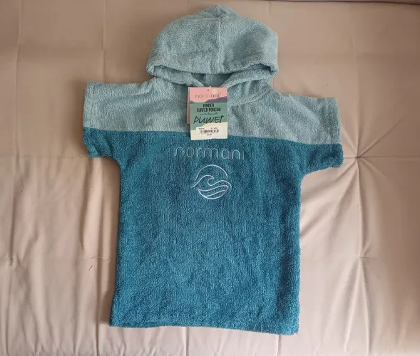 Poncho atoalhado infantil Normani algodão orgânico 0 a 2 anos