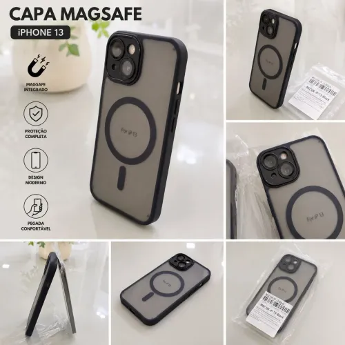 Capa MagSafe iPhone 13 Preta Fumê Magnética (Premium)