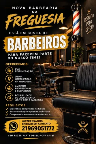 Nova Barbearia na Freguesia Contrata Barbeiro