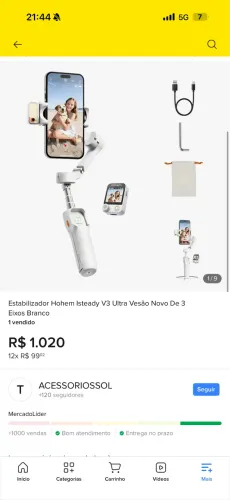 Estabilizador Hohem Isteady V3 Ultra Vesão Novo De 3 Eixos Branco