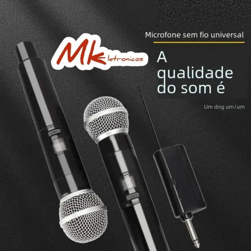 Microfone Dual Recarregável Led Digital 