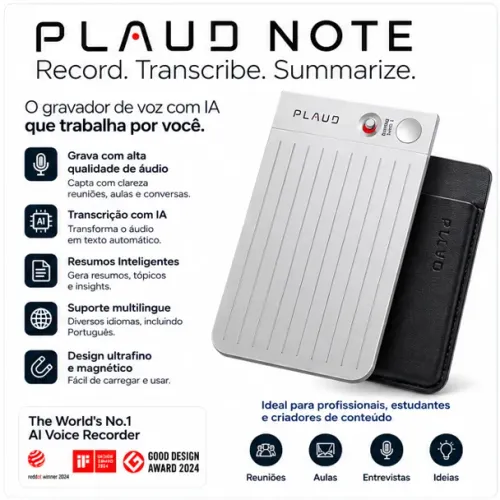 Gravador de Voz Plaud Note 64GB com IA
