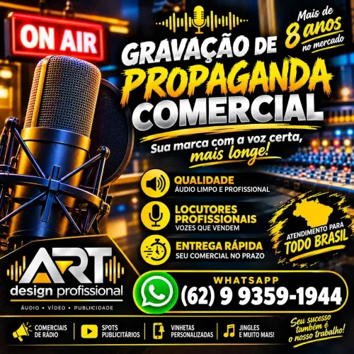 Gravação de propaganda comercial spots e vinhetas