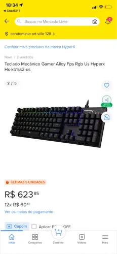 Teclado HyperX Alloy FPS RGB mecânico (Kailh Silver Speed)
