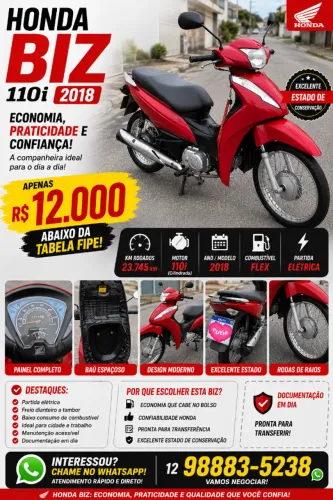 Honda Biz 110i 2018 | 23.745 km | Abaixo da FIPE | Excelente Estado