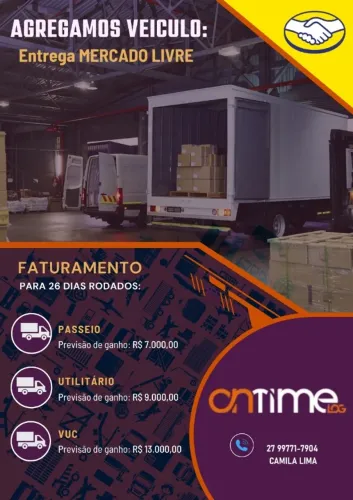 VAGA DE MOTORISTA PARA O MERCADO LIVRE (AGREGADO OU FROTA FIXA)