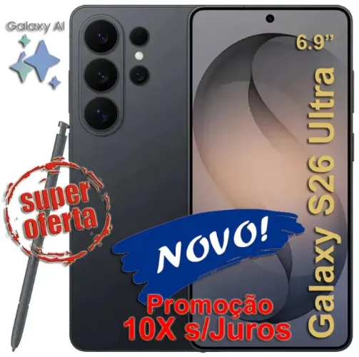 Galaxy S26 Ultra 5G 256GB, 16GB Ram, Tela 6.9", S Pen, 4Câm 200MP, Novo, Cx, NF, Gar, Troc
