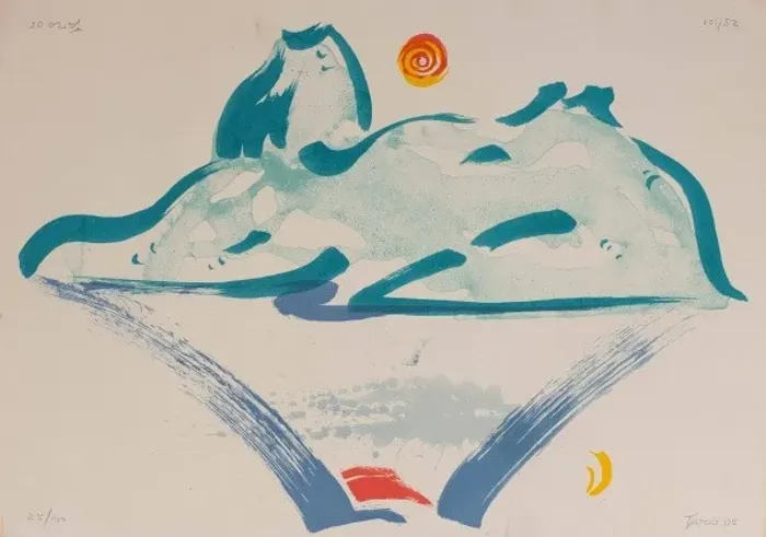 Taro Kaneko. Litografia, de 50x70cm, exemplar 25/100. Assinado a lápis e sem moldura