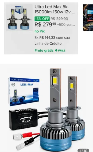 Lâmpadas faróis super LEDs 15000 lumes top das tops . 