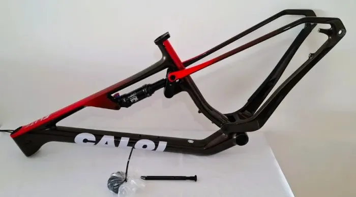Quadro Mtb Caloi Elite Carbon Fs Racing Tamanho M Preto Com Vermelho