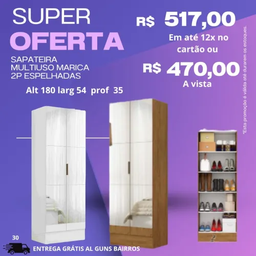Sapateira multiuso espelhado