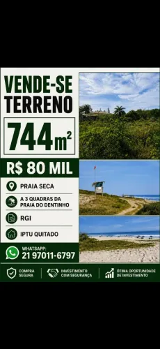 Terreno Praia Seca / Praia do Dentinho/ Araruama / Região dos Lagos à 3 Quadra da 