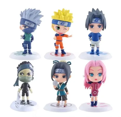 Kit com 6 miniaturas anime Naruto Shippuden action figure
