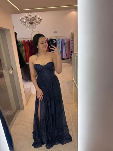 Vestido de festa azul marinho, usado apenas uma vez!