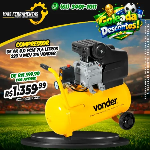 Compressor de ar 8,0 pcm 21,6 litros 220 V MCV 216 VONDER