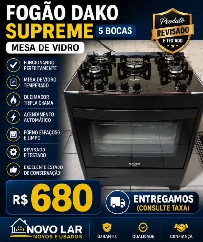 Fogão Dako Supreme mesa em vidro