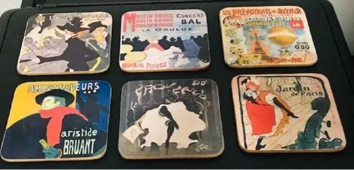 6 porta-copos - bolacha em cortiça - lembrança de Paris