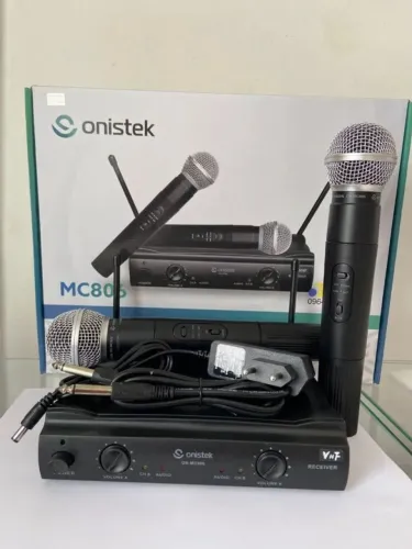 Kit 2 Microfones Sem Fio Profissional Onistek MC806 VHF Anatel