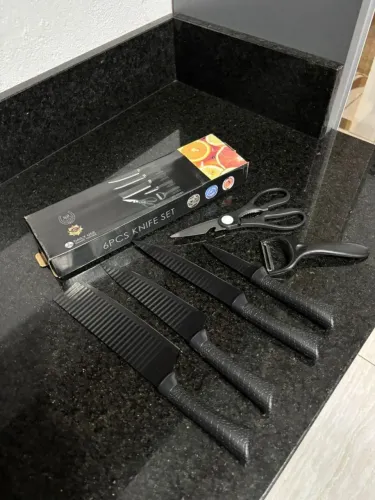 Novo Lacrado Kit 6 Peças de Facas + Tesoura + Descascador ?
